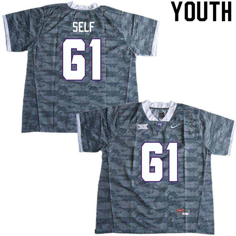 Youth #61 Riley Self TCU Horned Frogs College Football Jerseys Sale-Gray - Click Image to Close